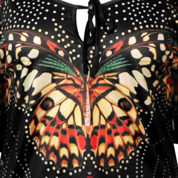 Cold Shoulder Butterfly Crop Top - Picture 2 of 5